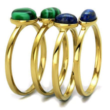 Load image into Gallery viewer, TK2905 - IP Gold(Ion Plating) Stainless Steel Ring with Synthetic MALACHITE in Emerald