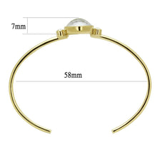 Load image into Gallery viewer, TK2910 - IP Gold(Ion Plating) Stainless Steel Bangle with Precious Stone Conch in White