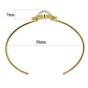 TK2910 - IP Gold(Ion Plating) Stainless Steel Bangle with Precious Stone Conch in White