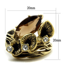 Load image into Gallery viewer, TK2914 - IP Gold(Ion Plating) Stainless Steel Ring with Synthetic Synthetic Glass in Brown