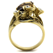 Load image into Gallery viewer, TK2914 - IP Gold(Ion Plating) Stainless Steel Ring with Synthetic Synthetic Glass in Brown