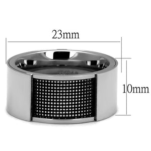 TK2923 - High polished (no plating) Stainless Steel Ring with Epoxy  in Jet