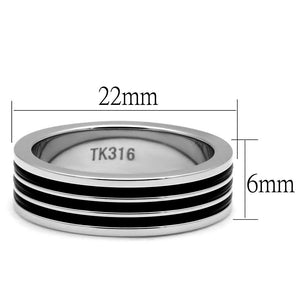 TK2925 - High polished (no plating) Stainless Steel Ring with Epoxy  in Jet