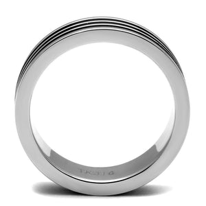 TK2925 - High polished (no plating) Stainless Steel Ring with Epoxy  in Jet