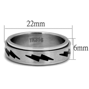 TK2926 - High polished (no plating) Stainless Steel Ring with Epoxy  in Jet