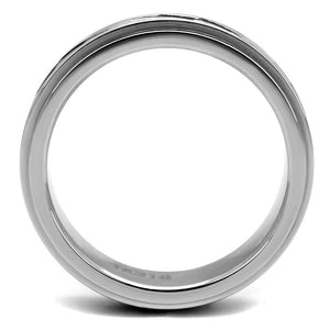 TK2926 - High polished (no plating) Stainless Steel Ring with Epoxy  in Jet