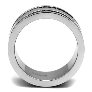 TK2927 - High polished (no plating) Stainless Steel Ring with Epoxy  in Jet