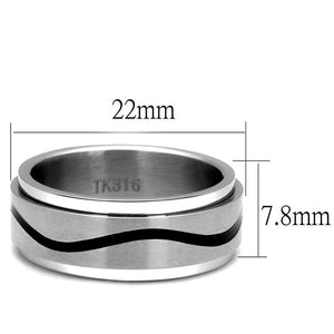 TK2929 - High polished (no plating) Stainless Steel Ring with Epoxy  in Jet