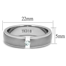 Load image into Gallery viewer, TK2935 - High polished (no plating) Stainless Steel Ring with AAA Grade CZ  in Clear