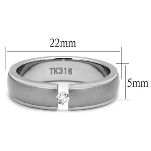 TK2935 - High polished (no plating) Stainless Steel Ring with AAA Grade CZ  in Clear
