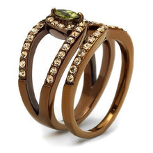 Load image into Gallery viewer, TK2956 - IP Coffee light Stainless Steel Ring with AAA Grade CZ  in Olivine color