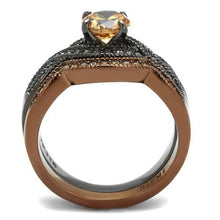 Load image into Gallery viewer, TK2957 - IP Light Black &amp; IP Light coffee Stainless Steel Ring with AAA Grade CZ  in Champagne