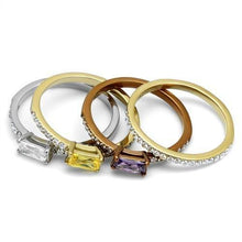 Load image into Gallery viewer, TK2960 - Three Tone (IP Gold &amp; IP Light coffee &amp; High Polished) Stainless Steel Ring with AAA Grade CZ  in Multi Color