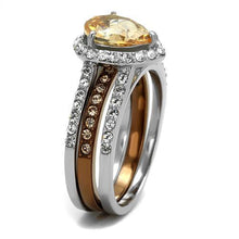 Load image into Gallery viewer, TK2961 - Two Tone IP Light Brown (IP Light coffee) Stainless Steel Ring with AAA Grade CZ  in Champagne