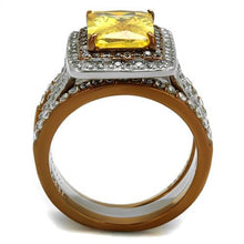 Load image into Gallery viewer, TK2962 - Two Tone IP Light Brown (IP Light coffee) Stainless Steel Ring with AAA Grade CZ  in Topaz