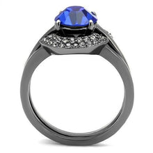 Load image into Gallery viewer, TK2969 - IP Light Black  (IP Gun) Stainless Steel Ring with Top Grade Crystal  in Sapphire