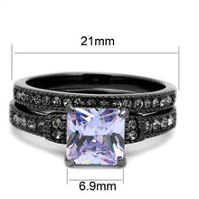 Load image into Gallery viewer, TK2970 - IP Light Black  (IP Gun) Stainless Steel Ring with AAA Grade CZ  in Light Amethyst