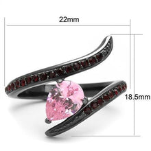 Load image into Gallery viewer, TK2972 - IP Light Black  (IP Gun) Stainless Steel Ring with AAA Grade CZ  in Rose