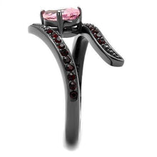 Load image into Gallery viewer, TK2972 - IP Light Black  (IP Gun) Stainless Steel Ring with AAA Grade CZ  in Rose