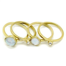 Load image into Gallery viewer, TK2975 - IP Gold(Ion Plating) Stainless Steel Ring with Synthetic Synthetic Glass in White