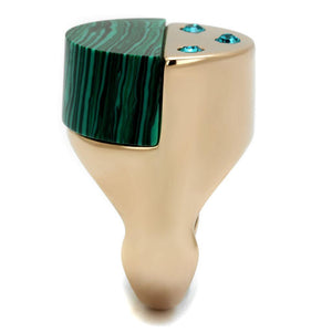TK2986 - IP Rose Gold(Ion Plating) Stainless Steel Ring with Synthetic MALACHITE in Emerald