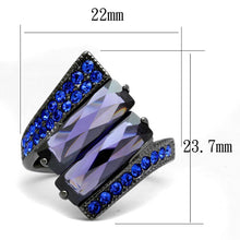Load image into Gallery viewer, TK2996 - IP Light Black  (IP Gun) Stainless Steel Ring with AAA Grade CZ  in Tanzanite