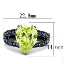 Load image into Gallery viewer, TK2997 - IP Light Black  (IP Gun) Stainless Steel Ring with AAA Grade CZ  in Apple Green color