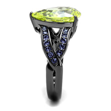 Load image into Gallery viewer, TK2997 - IP Light Black  (IP Gun) Stainless Steel Ring with AAA Grade CZ  in Apple Green color