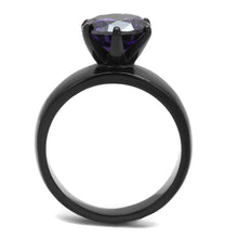 Load image into Gallery viewer, TK2999 - IP Black(Ion Plating) Stainless Steel Ring with AAA Grade CZ  in Amethyst