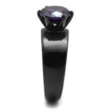 Load image into Gallery viewer, TK2999 - IP Black(Ion Plating) Stainless Steel Ring with AAA Grade CZ  in Amethyst