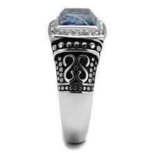 Load image into Gallery viewer, TK3003 - High polished (no plating) Stainless Steel Ring with Semi-Precious Sodalite in Capri Blue
