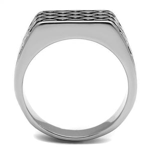 TK3009 - High polished (no plating) Stainless Steel Ring with Epoxy  in Jet