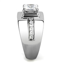Load image into Gallery viewer, TK3011 - High polished (no plating) Stainless Steel Ring with AAA Grade CZ  in Clear