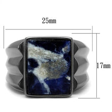 Load image into Gallery viewer, TK3012 - IP Light Black  (IP Gun) Stainless Steel Ring with Semi-Precious Sodalite in Capri Blue