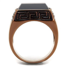 Load image into Gallery viewer, TK3014 - IP Coffee light Stainless Steel Ring with Synthetic Onyx in Jet