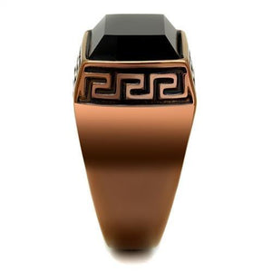 TK3014 - IP Coffee light Stainless Steel Ring with Synthetic Onyx in Jet