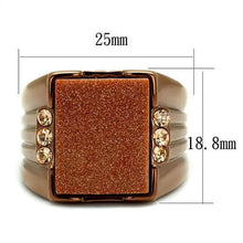 Load image into Gallery viewer, TK3015 - IP Coffee light Stainless Steel Ring with Semi-Precious Gold Sand Stone in Siam