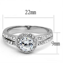 Load image into Gallery viewer, TK3021 - High polished (no plating) Stainless Steel Ring with AAA Grade CZ  in Clear