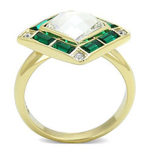 Load image into Gallery viewer, TK3036 - IP Gold(Ion Plating) Stainless Steel Ring with Synthetic Synthetic Glass in Clear