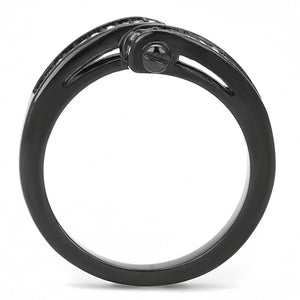 TK3049 - IP Black(Ion Plating) Stainless Steel Ring with Top Grade Crystal  in Clear