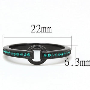 TK3055 - IP Black(Ion Plating) Stainless Steel Ring with Top Grade Crystal  in Emerald