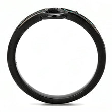 Load image into Gallery viewer, TK3055 - IP Black(Ion Plating) Stainless Steel Ring with Top Grade Crystal  in Emerald