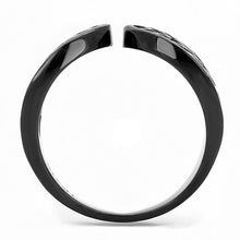 Load image into Gallery viewer, TK3056 - IP Black(Ion Plating) Stainless Steel Ring with Top Grade Crystal  in Clear