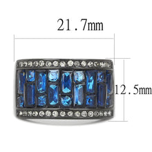 Load image into Gallery viewer, TK3058 - IP Black(Ion Plating) Stainless Steel Ring with Synthetic Synthetic Glass in Montana
