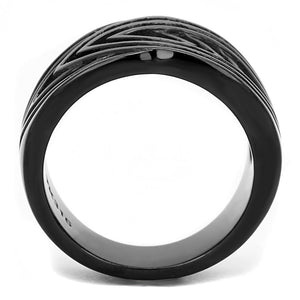 TK3060 - IP Black(Ion Plating) Stainless Steel Ring with No Stone