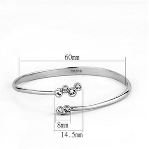 TK3067 - High polished (no plating) Stainless Steel Bangle with Top Grade Crystal  in Clear
