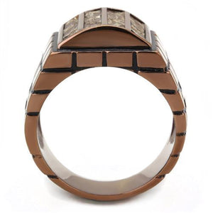 TK3077 - IP Coffee light Stainless Steel Ring with Leather  in Multi Color