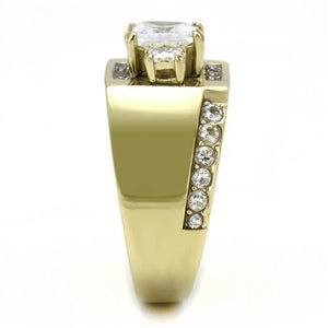 TK3078 - IP Gold(Ion Plating) Stainless Steel Ring with AAA Grade CZ  in Clear