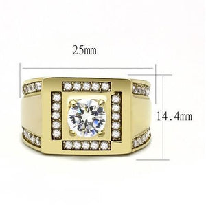 TK3079 - IP Gold(Ion Plating) Stainless Steel Ring with AAA Grade CZ  in Clear