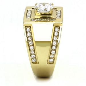 TK3079 - IP Gold(Ion Plating) Stainless Steel Ring with AAA Grade CZ  in Clear